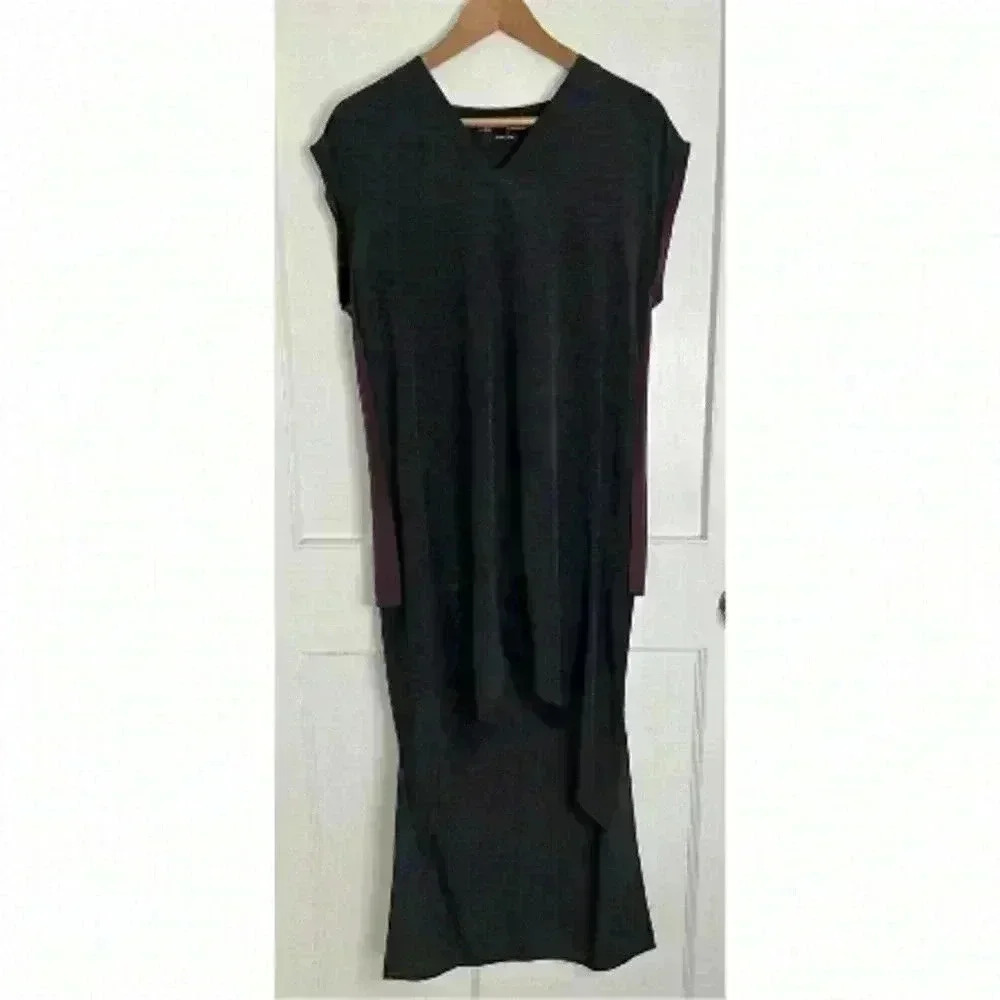 All Saints Black & Deep Purple High Low Dress